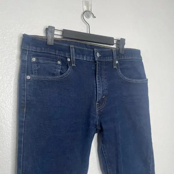 Levis 512 Mens Jeans Size 33 Skinny Leg Dark Wash Denim Blue Casual Wear 33x34